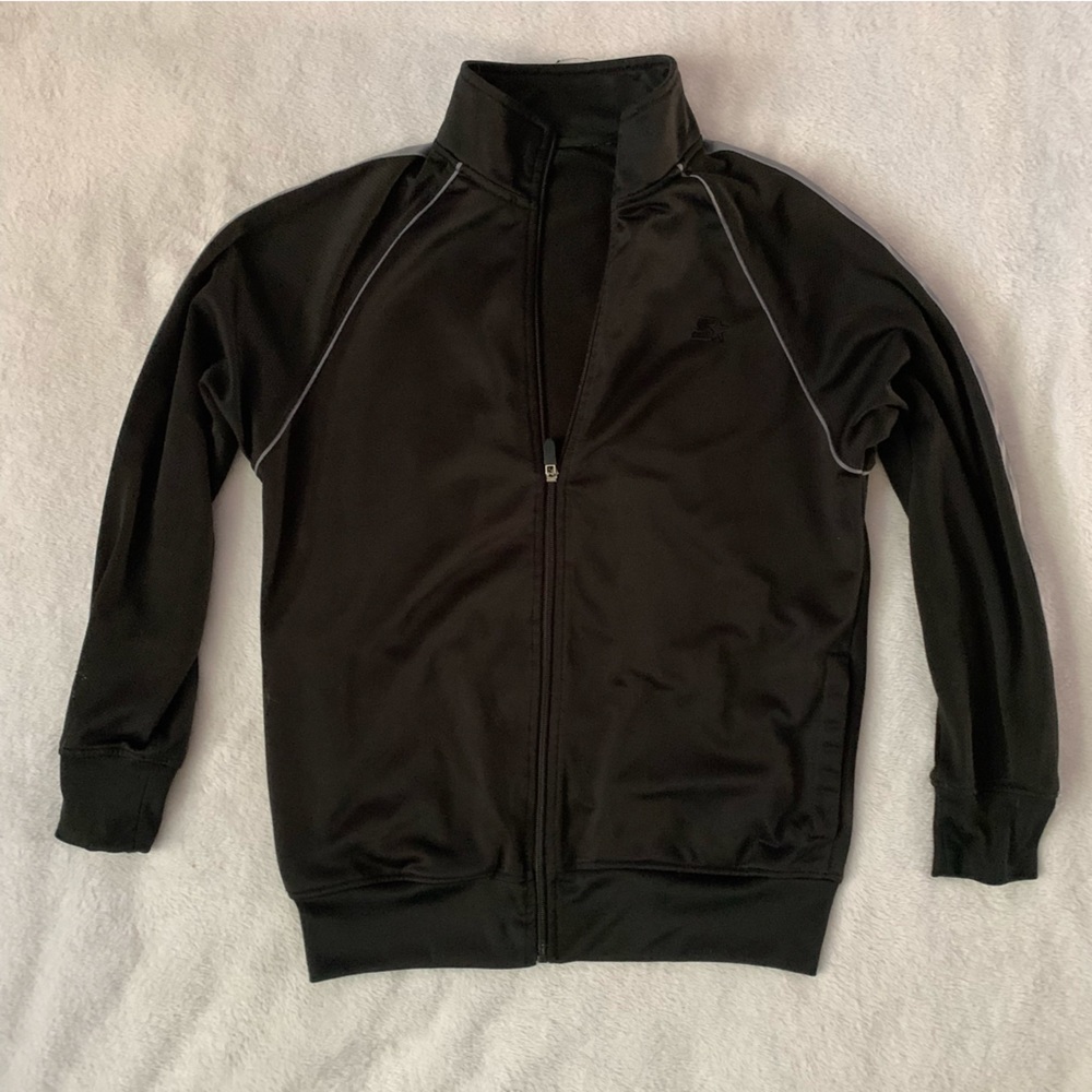 Black/gray Zip Up Activewear Starter Track Sweater